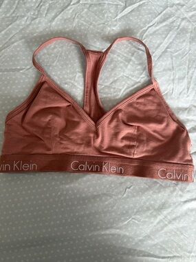 Calvin Klein Dusty Rose Ribbed Bralette - Logo Band